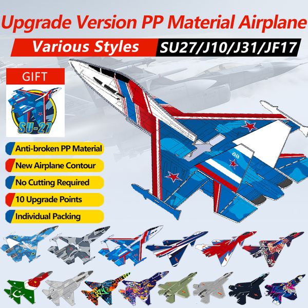 Aereo elettrico/RC ad ala fissa SU27/J10/J31/JF17 Aereo RC Volante Aereo telecomandato Schiuma per aereo con parti di struttura su ala RC professionale 230324