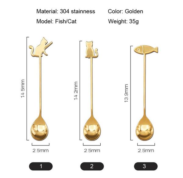 Colheres 24pcs Golden Stainless Animal Modelo Teatime Screting Bar Sweet House Housed Housed Gifts for Parents Kits Kits