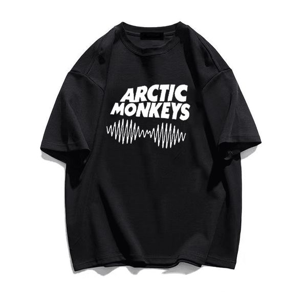 Мужские футболки Футболки Arctic Monkeys Модные хлопковые футболки с воротником Harajuku с короткими рукавами Мужские женские летние топы в стиле хип-хоп Негабаритная уличная одежда 76