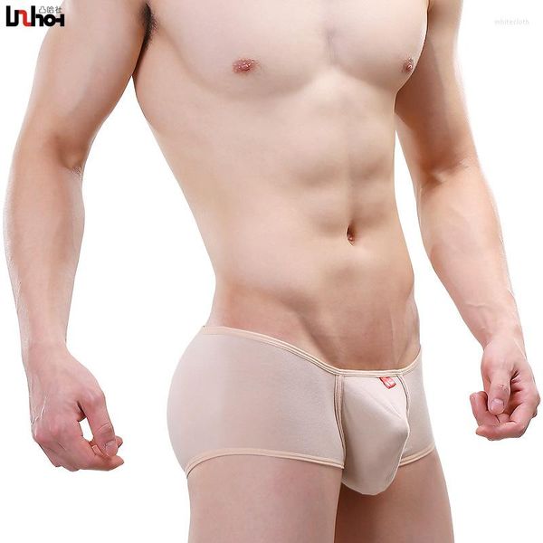 Cuecas homens sexy cuecas cuecas shorts lycra algodão calça de algodão sólido sólido na cintura u convexa bolsa cuecas m-xl
