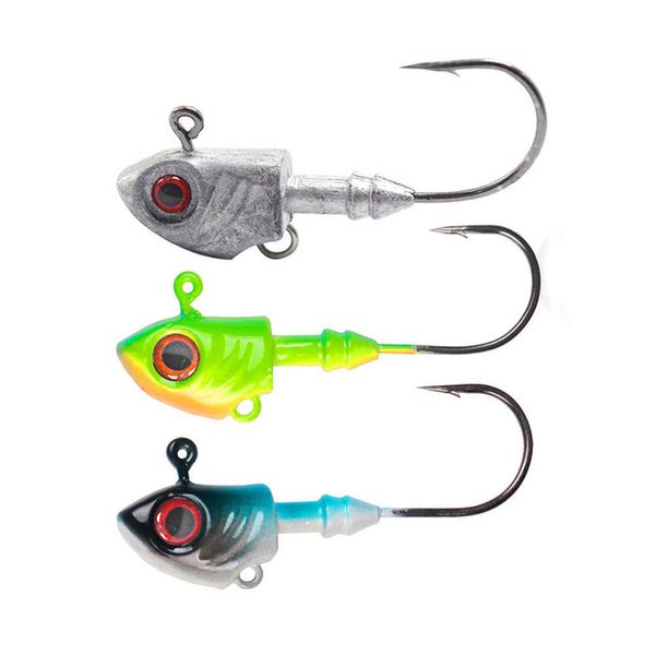 Ami da pesca 3 pezzi Amo da pesca a vite senza fine morbido 3,5 g-20 g Amo da pesca in acciaio Jigging Gancio offset Occhi 3D rossi Pesce persico Attrezzatura da pesca Accessori P230317