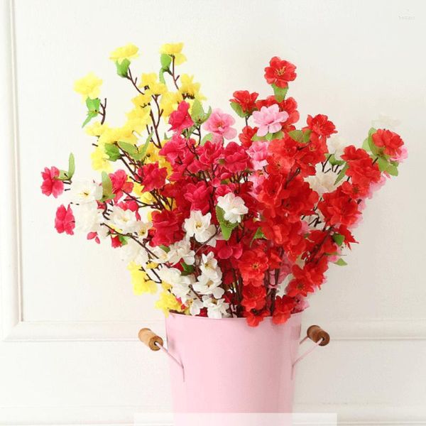 Dekorative Blumen, 3 Stück/Los, 63 cm, künstlicher Pfirsichblütenzweig, Seidenblumenbaum, Hochzeitsfeier, Heimdekoration, Schaufenster-Display-Requisiten