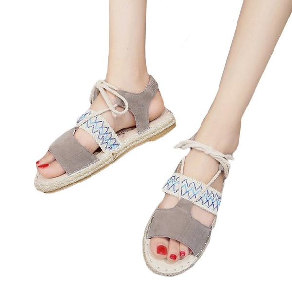 Sandalet moda ayakkabıları kadın kız rome bandaj dip espadriles tatil cuero genuino mujer zapatos #4