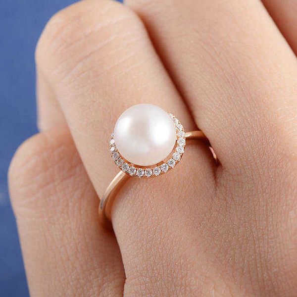 Band Rings Huitan 2019 Classic Symeduled Pearl Ring для женщин с Micro Paved Special Anniversary Present для подруги жены Dropshipping AA230323