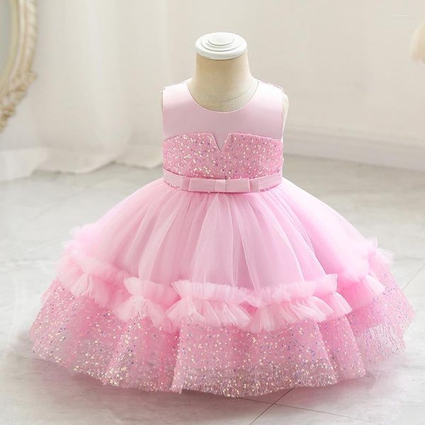 Girl Dresses Toddler Girls Sequen Party Abito Party Ruffles Baby Vestido Elegante serata di patchwork Formale di lusso