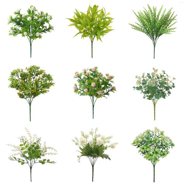 Dekorative Blumen 1pc Künstliche Pflanzen Farn Gras Hochzeit Wand Dekor Grünes Blatt Kunststoff Gefälschte Pflanze Für Haus Garten Dekoration