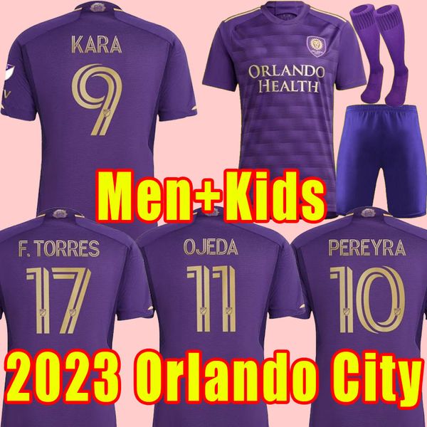 Männer Kinder Orlando City SC Fußball Trikots Tops 2023 2024 JANSSON Pato Kara Pereyra F.torres PEREA Erwachsene Männer Fußball Shirts Mls 23 24 Home Away Fans Spieler