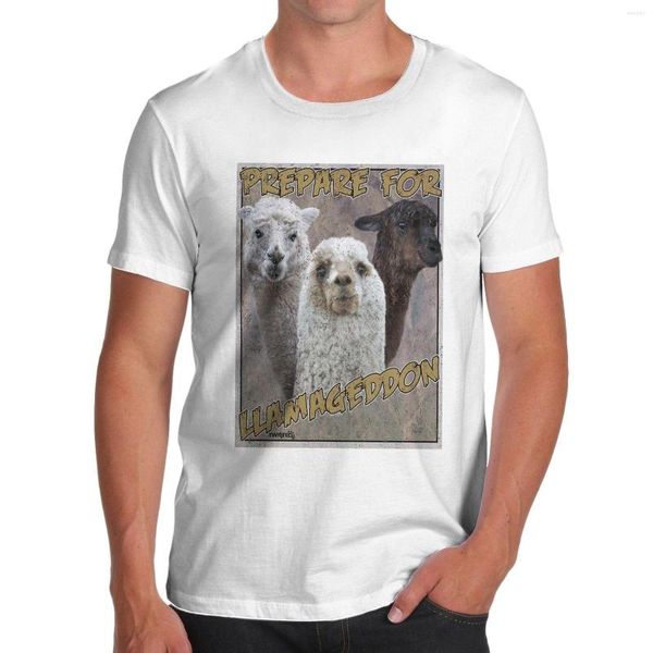 Camisetas masculinas llamageddon llama armageddon engraçado gráfico animal camiseta casual roupas de marca de algodão