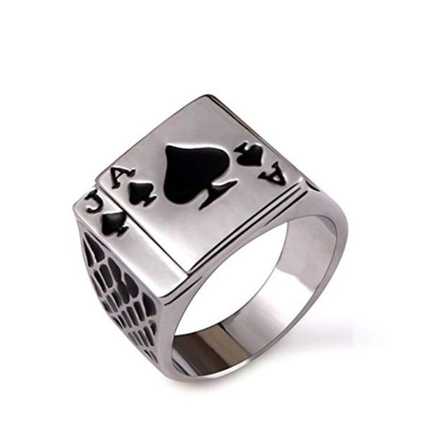 Silber Poker Ring für Männer Ace of Spades Fingerring Mann Black Jack Ringe Sommer Schmuck Geschenk Großhandelspreis