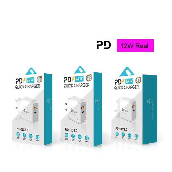 12W PD Typ C Telefon Ladegerät USB AC Dual Ports Reise Wand Ladegerät Eu US Stecker für Iphone 13 11 Samsung LG Android Telefon