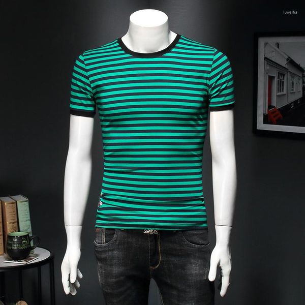 T-shirt da uomo Saldi T-shirt a righe O-collo Camicia da uomo firmata di marca 2023 Estate manica corta Abbigliamento di alta qualità # E155