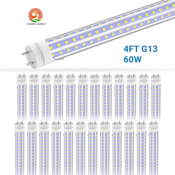 Luz de tubo de LED de 4 pés 60w 36w 3 linhas 288pcs lascas de LED, g13 bi-pin t10 t12 lâmpadas de substituição de LED para fixação fluorescente de 4 pés, luminária de lojas de armazém