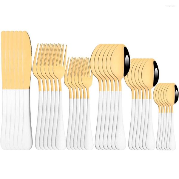 Conjuntos de utensílios de jantar cozinha 36 pcs talheres westan white doutware de tabela de tabela de aço inoxidável faca de sobremesa de chá de chá de chá