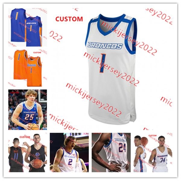 Kade Rice Sadraque NgaNga Boise State Maglia da basket cucita su misura Tyson Degenhart Kobe Young Burke Smith RJ Keene Boise State Broncos Maglie Uomo Gioventù