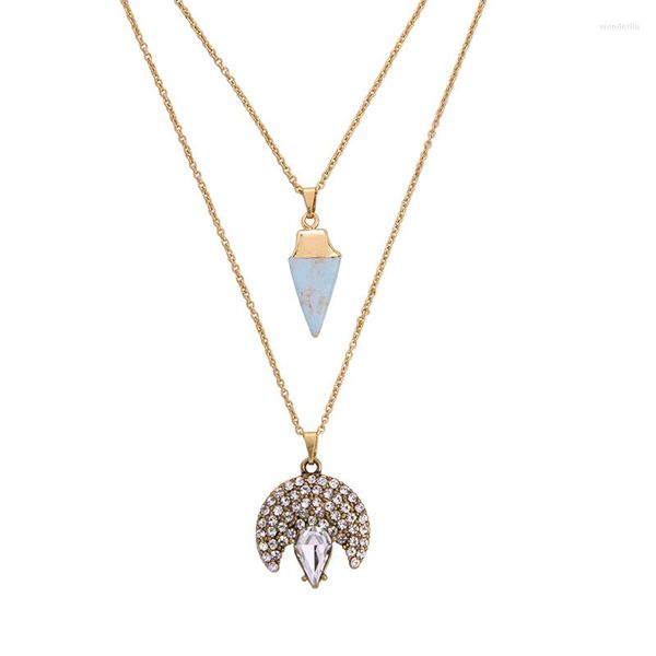 Anhänger-Halsketten, modische abnehmbare Kette, geschichtete Halskette, synthetischer Stein, Kristall, weiblicher türkischer Schmuck