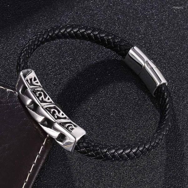 Charm Armbänder Trendy Herrenarmband Kreative Twist Handgewebtes Leder Titanstahl Edelstahl Modeaccessoires Geschenk PD1233