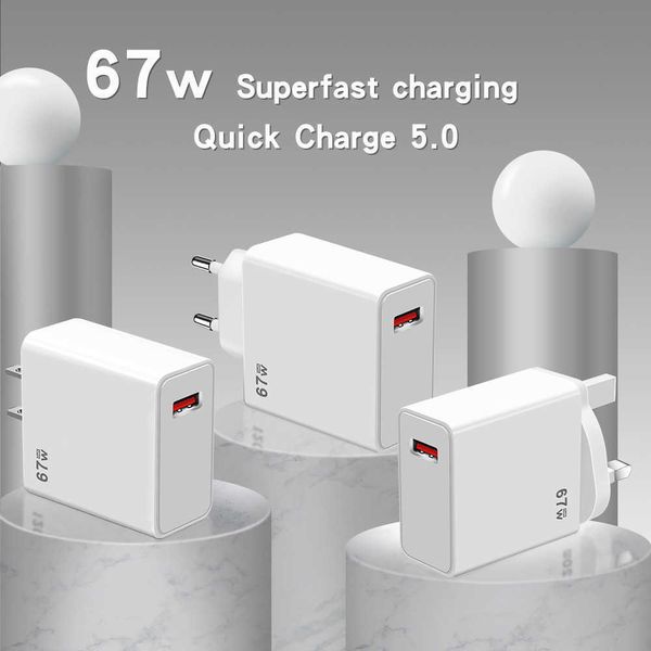 67W Super Fast Charging Phone Charger 5V 5A UK Standard USB Charging Head