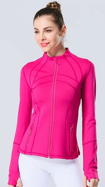 Damen-Yoga-Jacke mit langen Ärmeln, einfarbig, nackt, Sportformung, Taille, eng, Fitness, lockeres Joggen, Sportbekleidung, Tlulue Men Running Slim Fitness CoatT68K