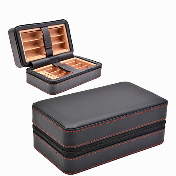 Scatola per umidificatore da viaggio per sigari in legno di cedro Portasigari portatile con umidificatore igrometro Scatola per sigari Humidor Sigaren per sigariP004