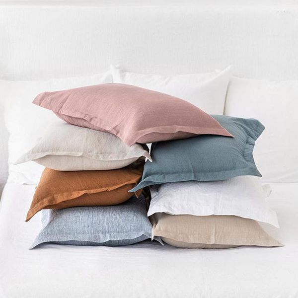 Federa per cuscino Federa in lino francese per divano Fodera per cuscino morbida Nordico lombare schienale in tinta unita 45x45 cm