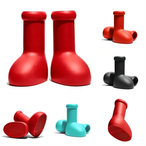 MSCHF Big Red Bootes 2023 Astro boy boots Bota de chuva dos desenhos animados Bota grossa antiderrapante Bota plataforma de borracha Tamanho da moda 35 -48 com caixa