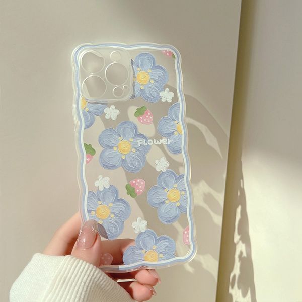 Cute Cartoon Flower Case per iPhone 14 13 12 11 Pro Max Mini X XR XS 8 7 Plus SE 2022 Ondulato Antiurto Molle Della Copertura Del Silicone