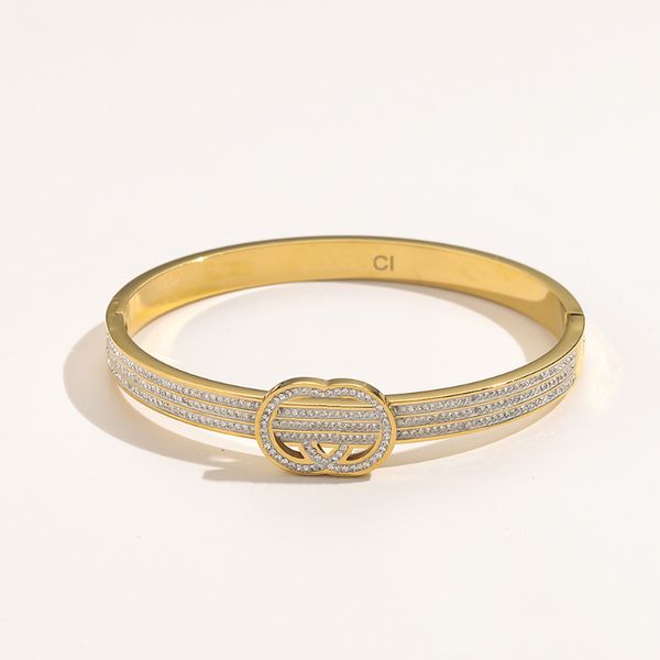 2023 18K Золотой браслет для женщин -дизайнерский браслет винтажный бриллиантный браслет модный бренд ювелирные изделия из нержавеющей стали.
