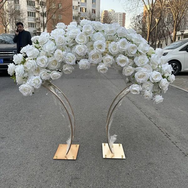 decorazione calda di lusso con fiori artificiali bianchi con centrotavola per matrimonio ad arco imake719