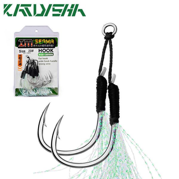 Ganchos de pesca katyusha 5pair/lot jigging pescing Assistência