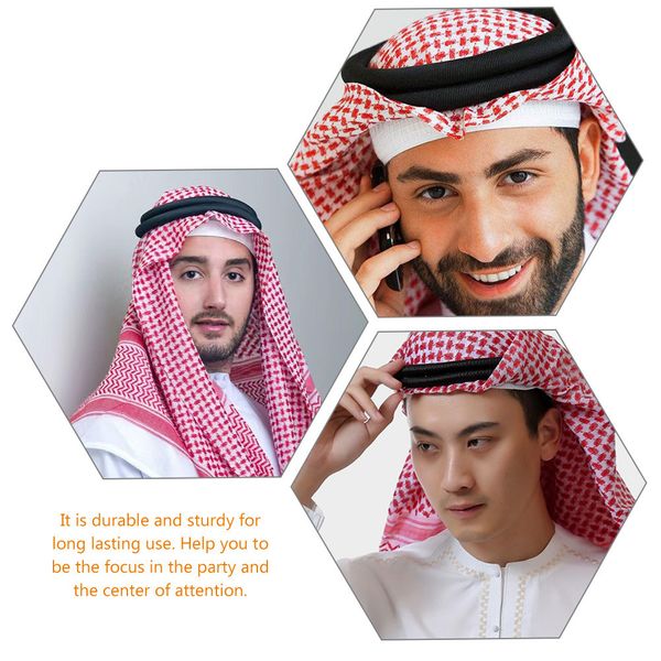Bandane Durag Fascia per capelli Testa Sciarpa araba Corda Costume Avvolgere Uomo Scialle arabo Copricapo Shemagh Medio Oriente Musulmano Dubai Turbante Berretto Deserto Arabo 230323