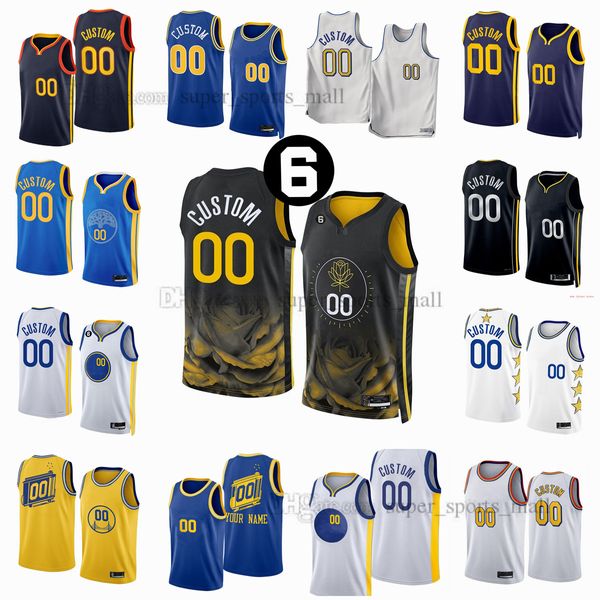 6 Patch Individuell bedruckte 2023 Basketball-Trikots 30 Stephen 11 Klay Curry Thompson 22 Andrew 23 Draymond Wiggins Green Jonathan Kuminga Moses Moody Poole JaMychal