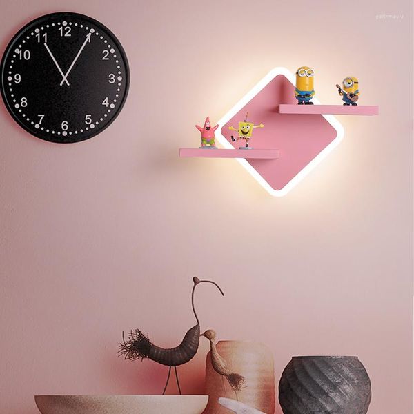Lampade da parete Luci a LED per comodino camera da letto Rosa Bianco Grigio Lampada di illuminazione Apparecchi decorativi per la casa Drop No Plant Cartoon