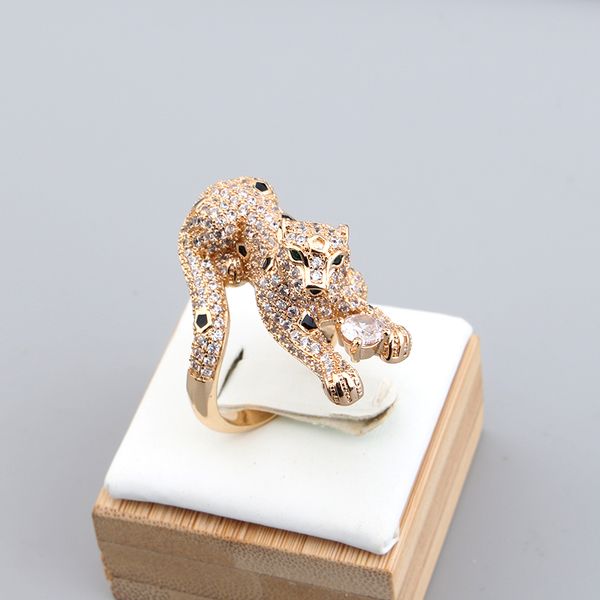 argento oro uomo diamante Stereo 3D leopardo anelli di promessa banda diamanti anelli di gioielleria raffinata per le donne sterling unico 18k regalo di San Valentino Alla moda unico alla moda