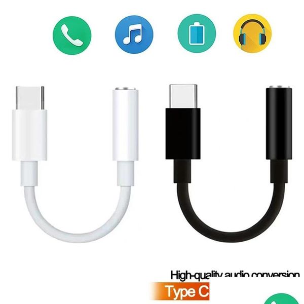 Cavi per telefoni cellulari Typec a 3,5 mm Usbc Auricolare Jack per cuffie Convertitore adattatore Cavo Connettore audio Aux per Samsung Note 10 S20 S2 Dheo4