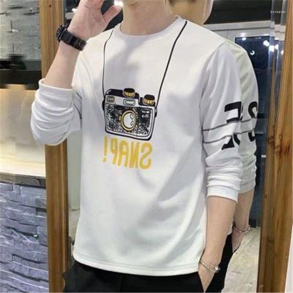 T-shirt da uomo T-shirt a maniche lunghe Versione coreana della camicia casual selvaggia di tendenza I ragazzi della gioventù prendono vestiti