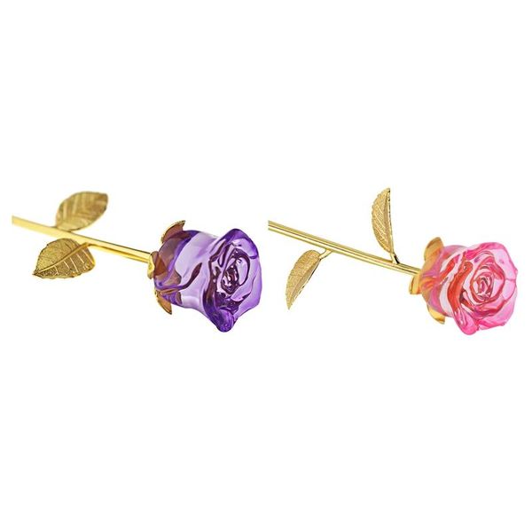 Dekorative Blumenkränze, 2 x Kristall-Rosen, Geschenk für Valentinstag, Muttertag, Hochzeit, Dekoration (Rosa, Lila)