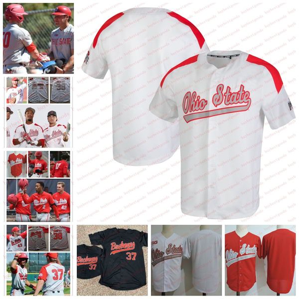 Camisas de beisebol personalizadas Ohio State Buckeyes Jersey de beisebol Ed 26 Nate Habertheir 34 Isaiah Coupet Wyatt Loncar Ethan Hammerberg Ohio