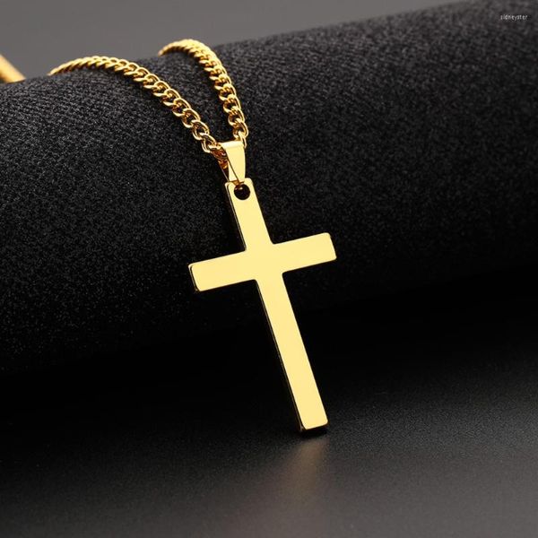 Ketten Mode Kreuz Halskette Für Männer Christian Charme Jungen Mädchen Edelstahl Anhänger Punk Hip Hop Freundschaft Schmuck Geschenk