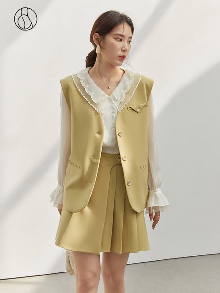 Vestido de duas peças Dushu Design Design Fashion Vest Suit Women Autumn Slim Mini Skirts Blazer feminino 230324