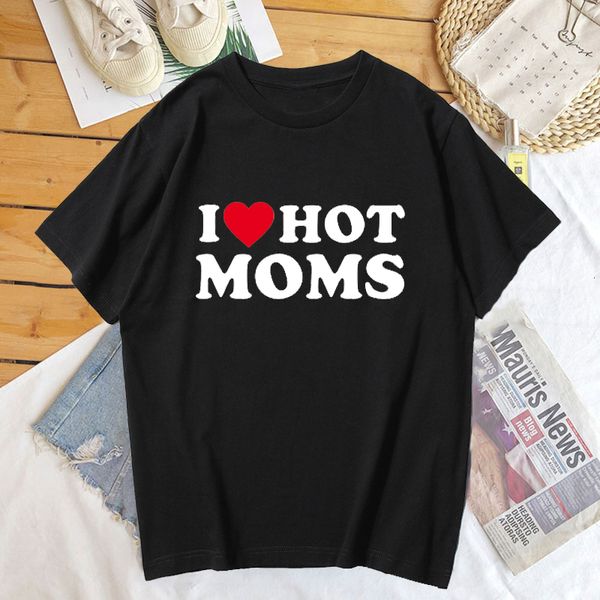 Damen-T-Shirt „I Love Moms“-T-Shirt für Damen, Sommer, Baumwolle, kurzärmelig, für Mutter und Muttertag, lustiges schönes T-Shirt mit Aufdruck, weibliche Kleidung 230323