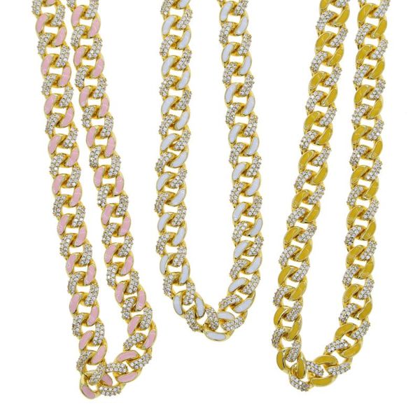 Catene in oro smalto colore cubano golf catena mezza cz cubica zirconia girocollo cravatta regolato per donne per donne