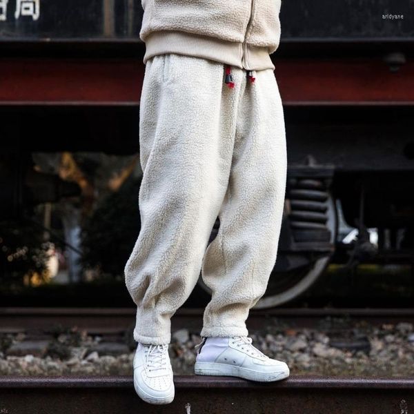 Pantaloni da uomo uomo inverno pantaloni neri uomo Casual in pile abbigliamento in pile kaki Harajuku coreano streetwear Hip Hop 5XL
