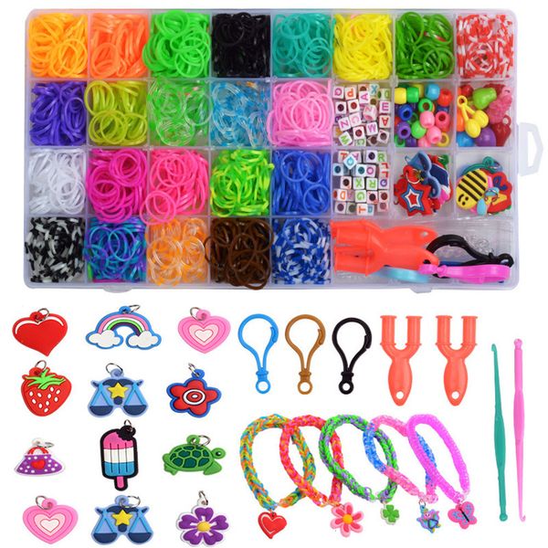 Giochi di società e artigianato 1500 pezzi Elastico colorato arcobaleno Kit di strumenti per braccialetti fatti a mano fai da te Giocattoli con perline per ragazze Giocattolo elastico artigianale Regali di Natale 230324