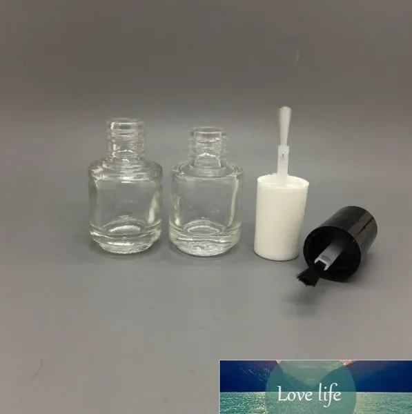 Großhandel 5 ml runde Form nachfüllbare leere Klarglas-Nagellackflasche für Nagelkunst mit Pinsel, schwarzer Kappe, Fabrikverkauf