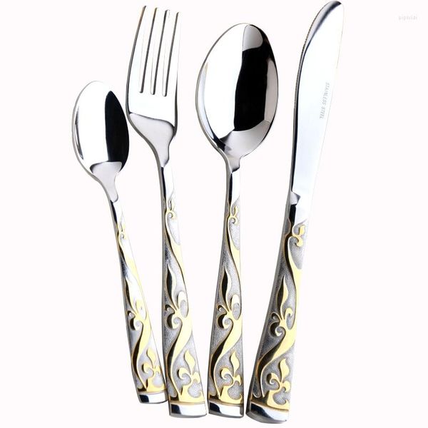 Set di posate Set coltelli forchetta e cucchiaio Posate in acciaio inox oro rosa Posate Argenteria Prodotti ecologici Regalo da cucina