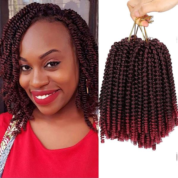 350 Red Spring Twist Hair 100% Kanekalon Spring Twist 8 pulgadas 12 