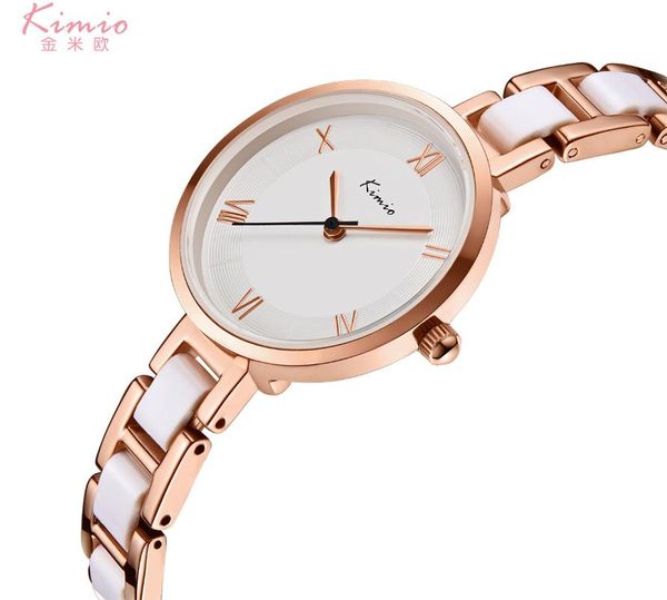 Relógios de pulso Kimio Quartz Diamond Wrist Watch Alloy Rose Gold Gold Women Bracelet Dress Woman Women Watches Ladies K6263s