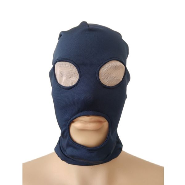 Accessori per costumi Cappuccio per maschera blu navy aperto occhi e bocca in rete bianca Costumi Zentai unisex per adulti Accessori per feste Maschere di Halloween Cosplay