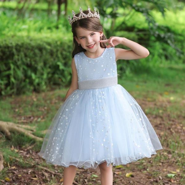 Abiti da ragazza Abiti da ragazza senza maniche a pois principessa per bambini Abito da festa di Natale rosso Anno Abbigliamento Costume con paillettes bling