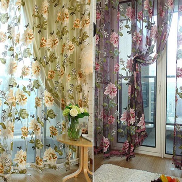 Vorhang Gehobene Elegante Romantische Blume Bestickt Chinesischen Stoff Tüll Sheer 3D Fenster Hause Schlafzimmer Wohnzimmer El Supplies